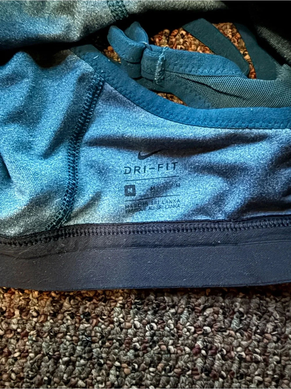 Nike Women's Teal Trim Light Blue Sports Bra with Black Band